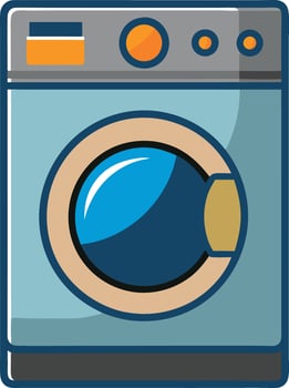 A blue and white washing machine with a blue door vector