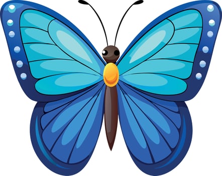 A blue butterfly with a yellow spot on its head vector
