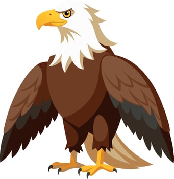 A cartoon eagle with its wings spread out vector