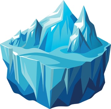 A blue mountain range with a blue island in the middle vector