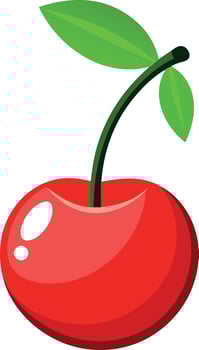 A red cherry with a green leaf on top vector