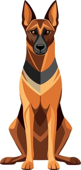 A brown and black dog is sitting on a white background vector