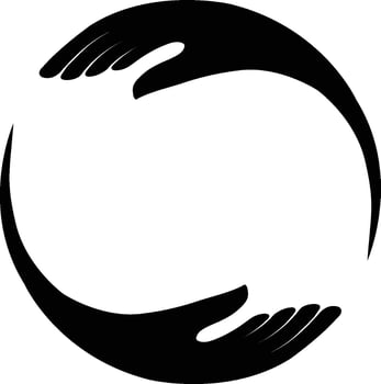Two hands gesture icon, two hands, circle two hands vector