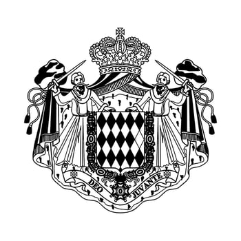 National Emblem of Monaco Black and White Coat of Arms vector