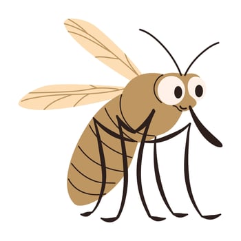 Flat illustration in children's style. Cute mosquito on white background vector