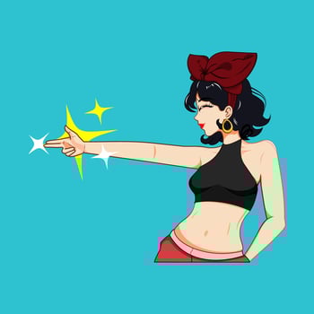 fashionable girl poses like a shooting person vector