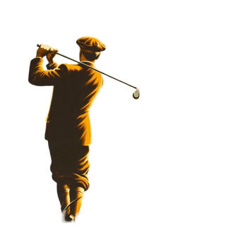 Animated Golf Player in Brown Suit Holding a Club png