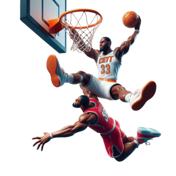 Two Basketball Players Leaping png