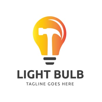 Light Bulb Symbol with Hammer Logo is perfect for Companies in the Construction Sector Illustration Design vector
