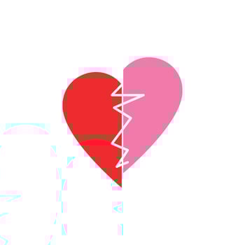 A broken heart is shown in a white background vector