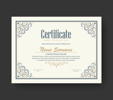 Achievement certificate best award diploma vector