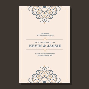 Ornament retro wedding invitation template vector