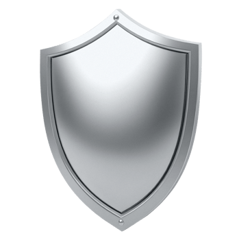 A polished, blank silver shield with a simple design png