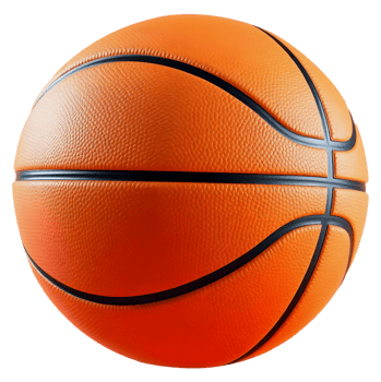 A glossy basketball with black seams png
