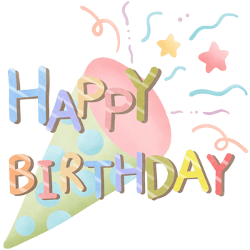 Happy birthday text colorful with paper shoot clipart png