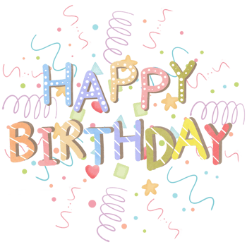 Happy birthday text colorful with confetti clipart png