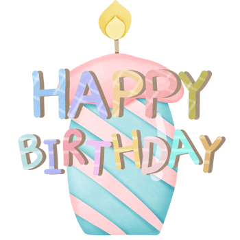 Happy birthday text colorful with candle clipart png