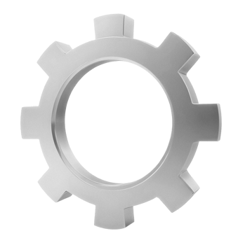 A metallic gear on a transparent background. png