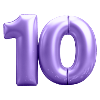 A shiny, light purple, balloon-like numeral 10 png