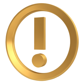 A 3D golden icon that represents an exclamation point png