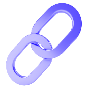 A 3D rendering of two interlocking purple chain links. png