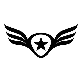 star emblem with wing logo design illustration vector