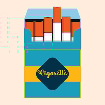 Cigarettes pack box with illustration. vector