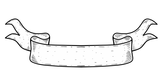 Sketch Illustration of banner ribbon isolated png