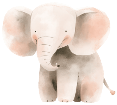 Watercolor elephant animal isolated on transparent background, baby illustration png