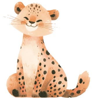 Watercolor leopard animal isolated on transparent background, baby illustration png