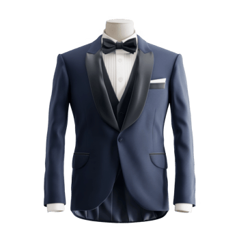 A blue tuxedo with black lapels png