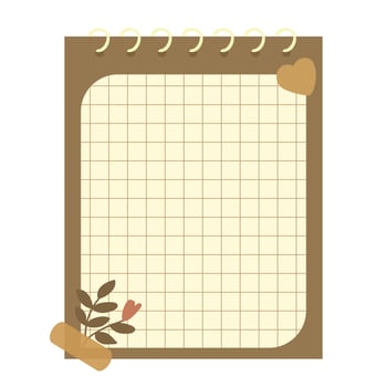 Sticker grid notes cute theme autumn brown pastel with leaves and flowers vector