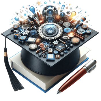 Graduation Cap with Diploma on Top of a Book png