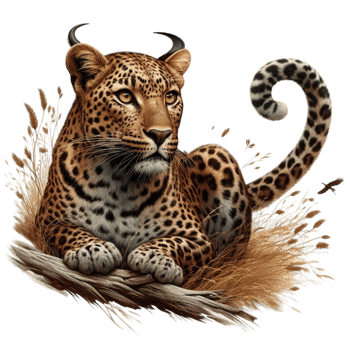 Leopard Sitting on Dry Grass png