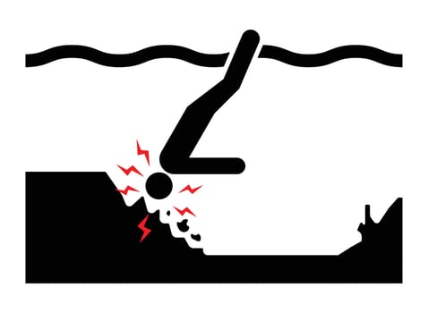 Warning Sign for Hazardous Water Dive Area vector