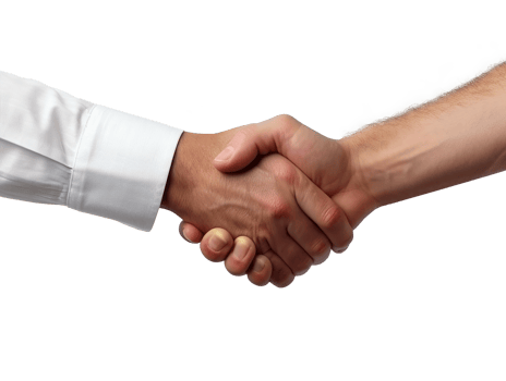 Two people shaking hands isolated on transparent background png