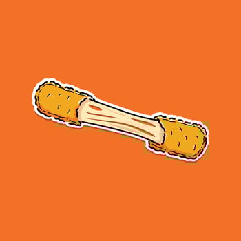 Mozzarella cheese sticks hand drawn illustration design. Mozzarella sticks isolated on orange background. Cheese stretch. Cheese fried vector