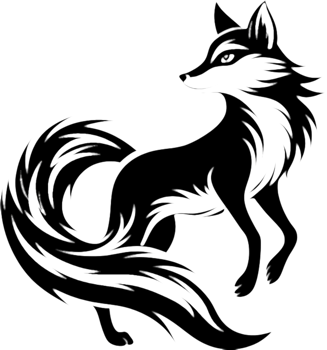 Eye-Catching Black Stencil of a Playful Fox. . png