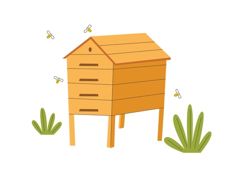 Wooden beehive. Homemade bio honey and nectar produce vector