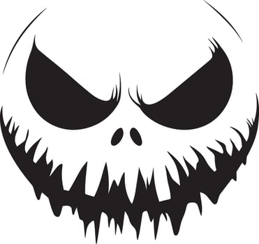Halloween Spooky grimace face linear black vector