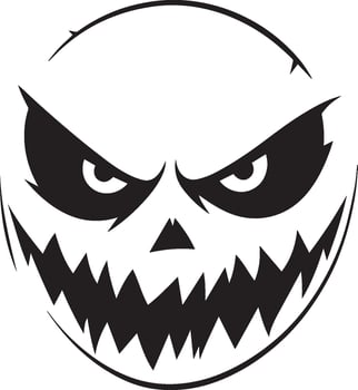 Halloween Spooky grimace face clean simple black vector