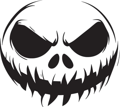 Halloween Spooky grimace face clean simple black vector
