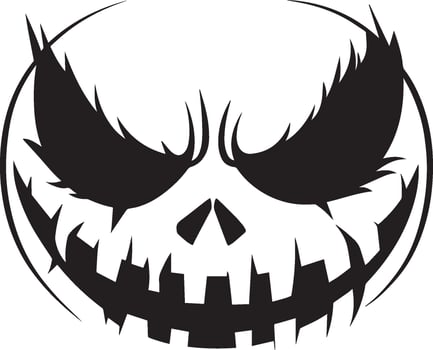 Halloween Spooky grimace face clean simple black vector