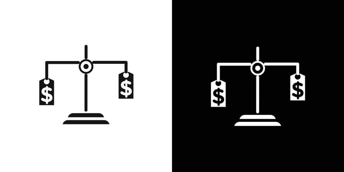 Compare price icon Flat set outline vector
