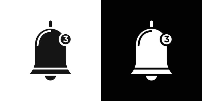 Notification bell icon Flat set outline vector