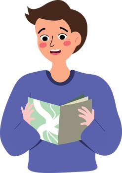 A man is holding a book and smiling png