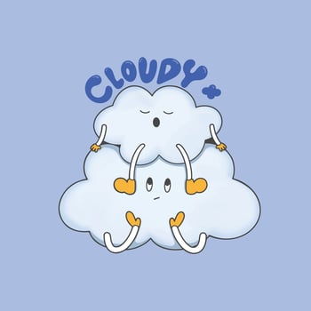 Cloudy Weather Sticker Cute Illustration vector
