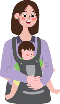 Mom Carrying Baby in a Gentle Pose png