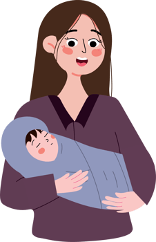 Mother carrying her baby png