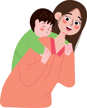 Mom Cuddling Baby in a Calm and Loving Pose png